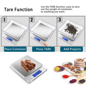 Fuzion compact kitchen scale weighs herbs, spices, and powders with ease.