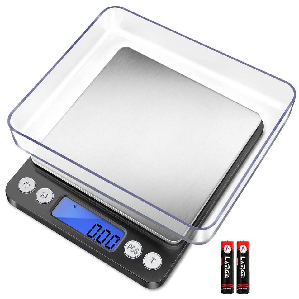 Fuzion digital gram scale with two trays, front view, precise measurements for jewelry prep