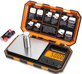 Fuzion pocket scale with LCD display for precise weight readings.