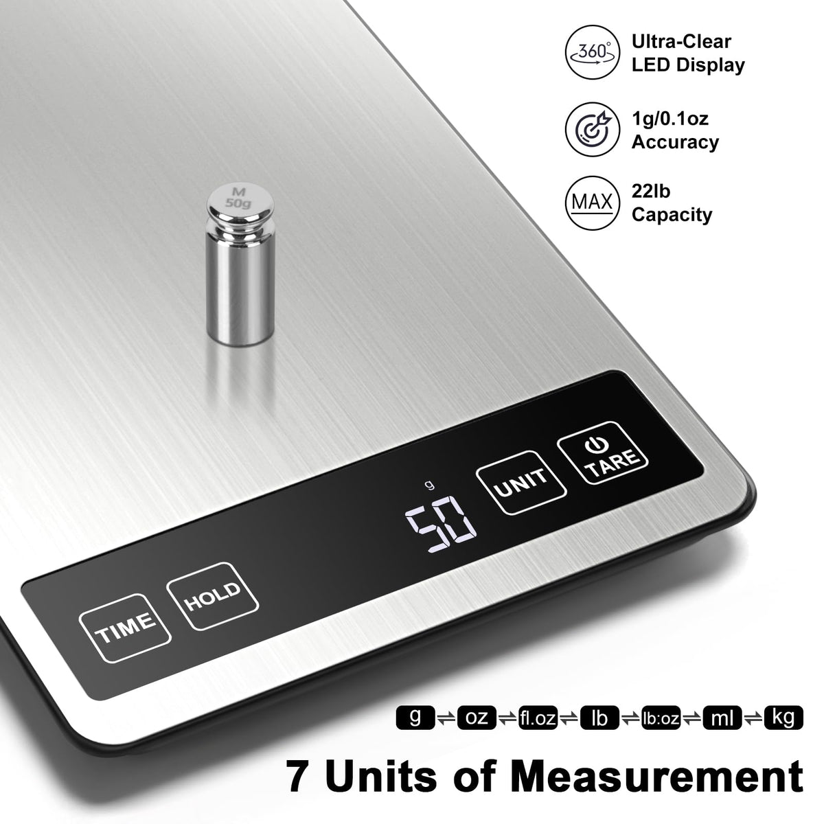 Fuzion Food Scale large platform fits bigger bowls for versatile weighing