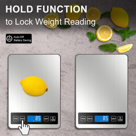 Fuzion food scale tare, PCS and hold functions for flexible weighing
