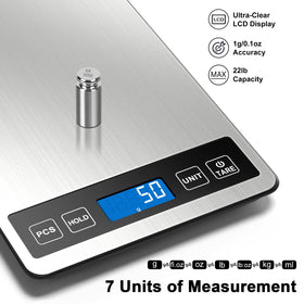 Fuzion food scale with tempered glass top for easy cleaning