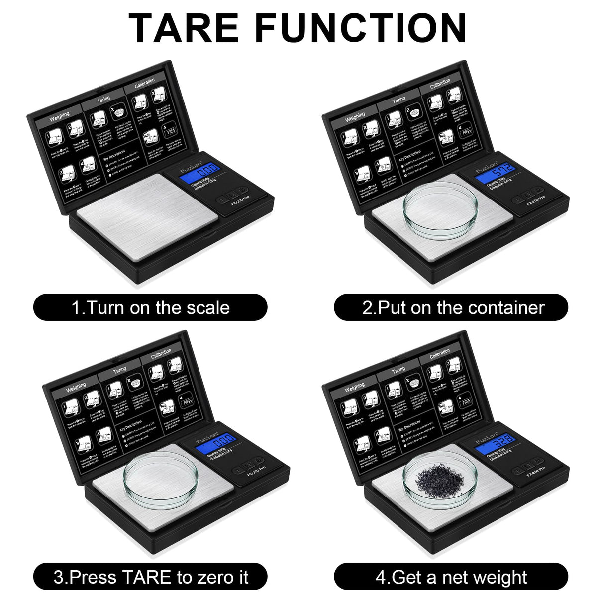 Fuzion Gram Scale backlit display for clear readings in any lighting