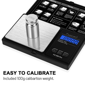 Fuzion Gram Scale with 100 g calibration weight for accurate setup on arrival