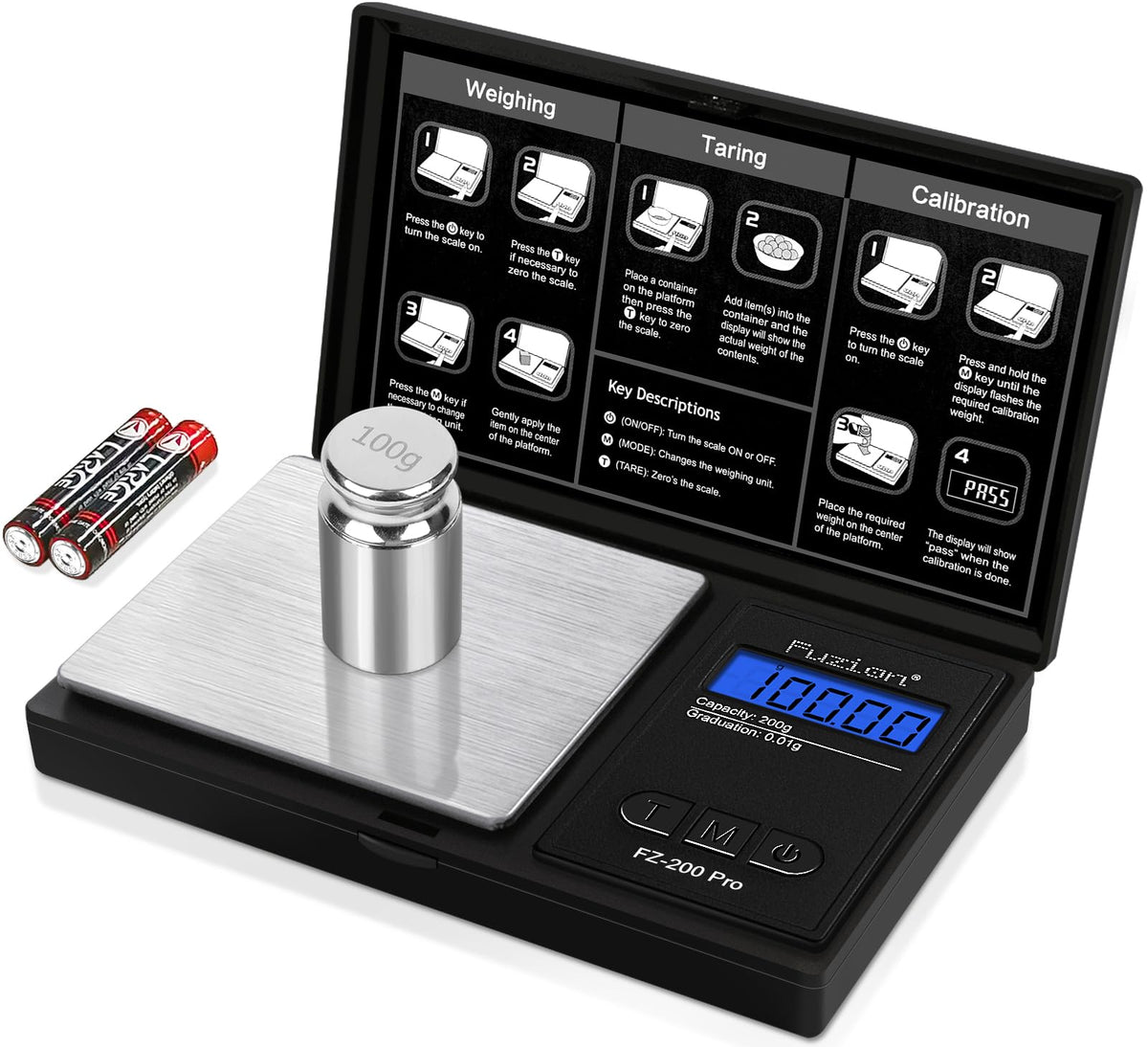 Fuzion Gram Scale front view showing compact pocket design and sleek surface for precise measurements