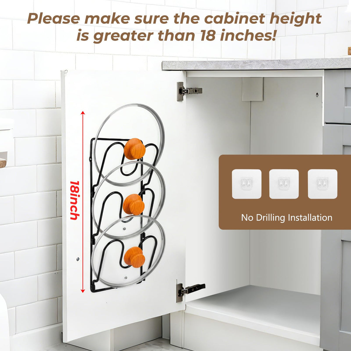 Fvellix pot lid organizer under sink keeps clutter off the counter