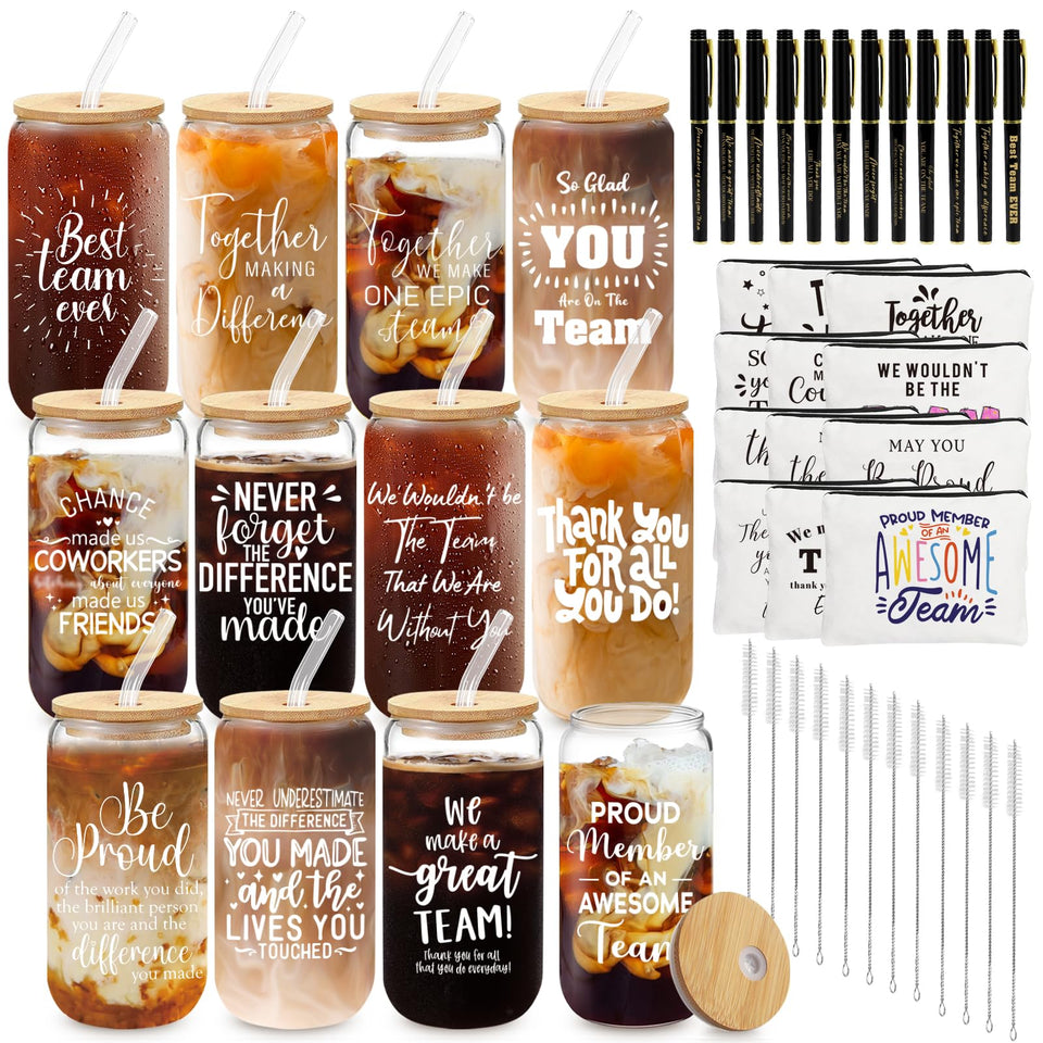 Fvntuey 16oz glass cups with lids and straws, ideal for hot or cold drinks