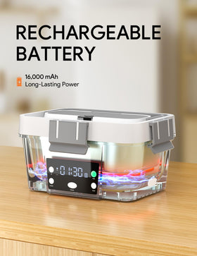 FVW cordless lunchbox interior tray keeps meals evenly heated.