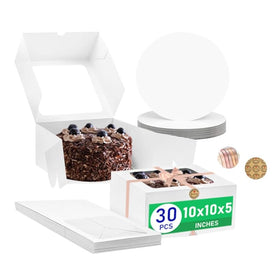 fwipiyo 60-piece white cake box set in flat-pack form for easy assembly