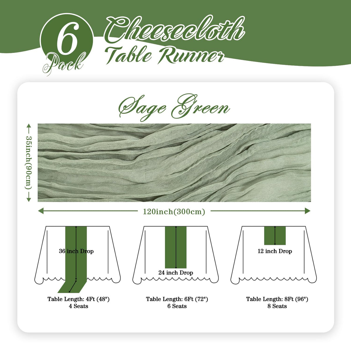 Fwxdbwyl 120-inch length covers large dining setups with graceful flow.
