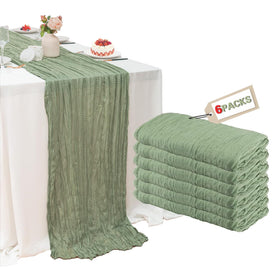 Fwxdbwyl sage green cheesecloth table runner set on table adds effortless elegance for events.
