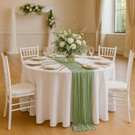 Fwxdbwyl sage green table runner for wedding decor to elevate floral and candle accents.