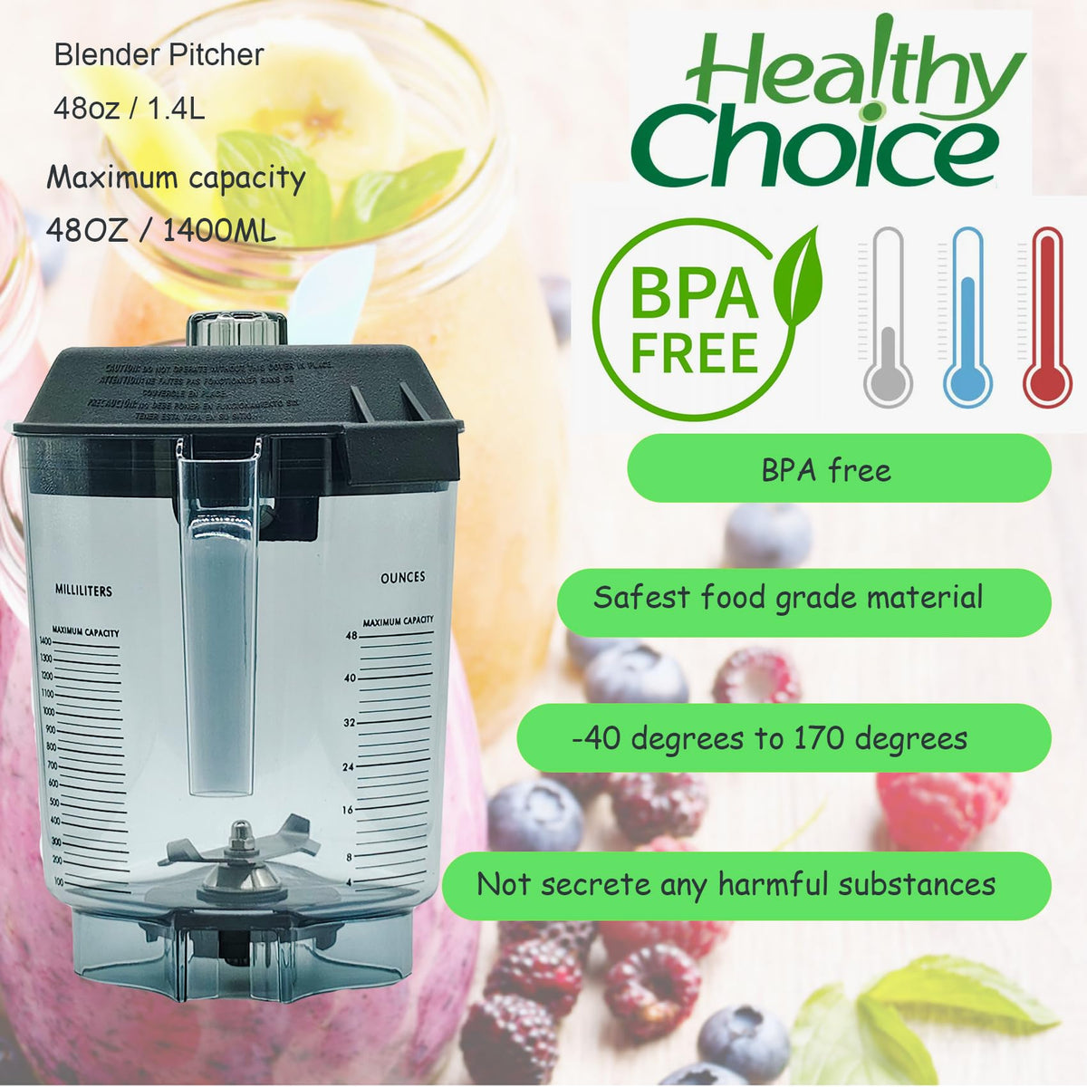 Fxsmgdy pitcher base nylon leakproof design prevents spills during blending.