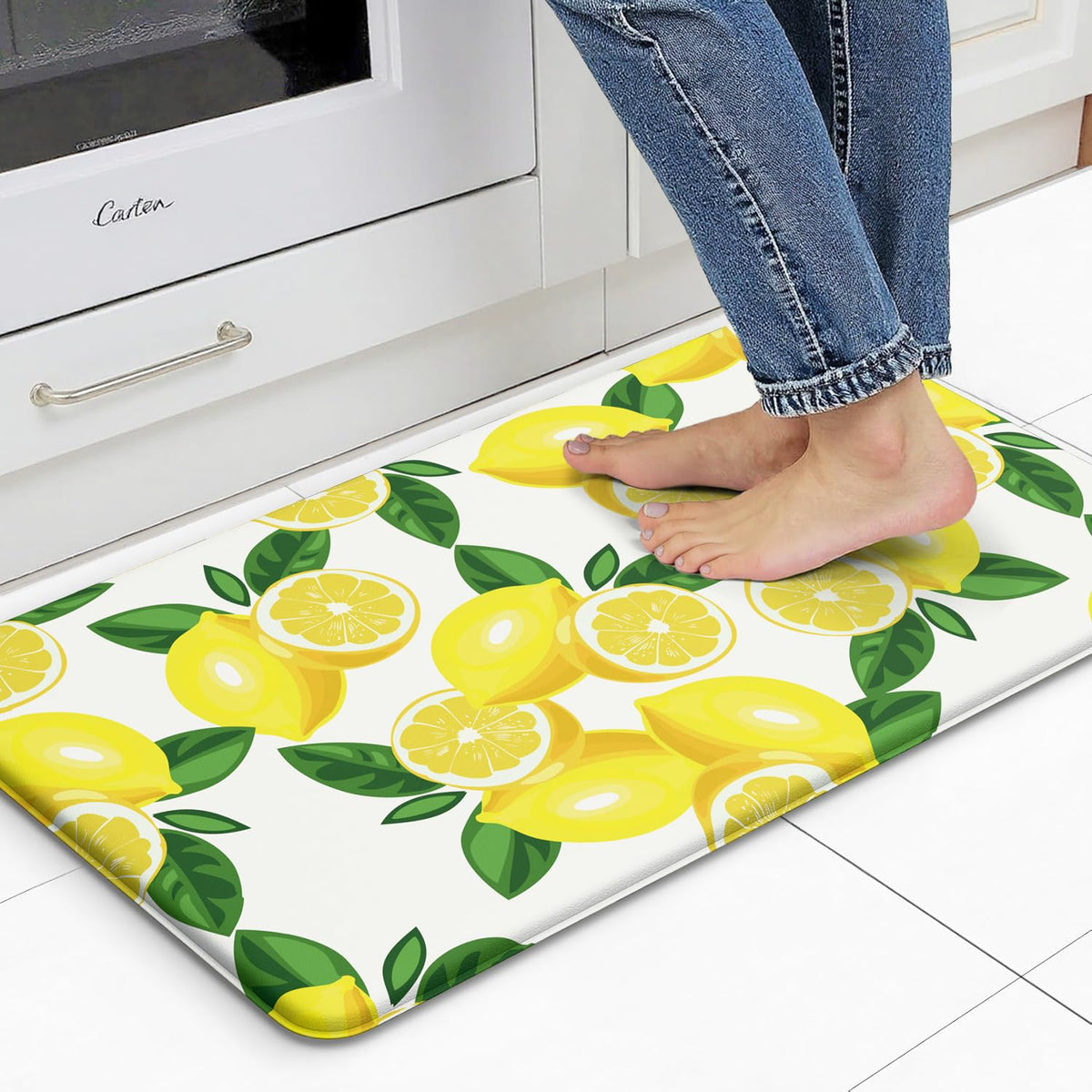 FYATHM Lemon Kitchen Mat anti-fatigue-foam for comfortable standing while cooking