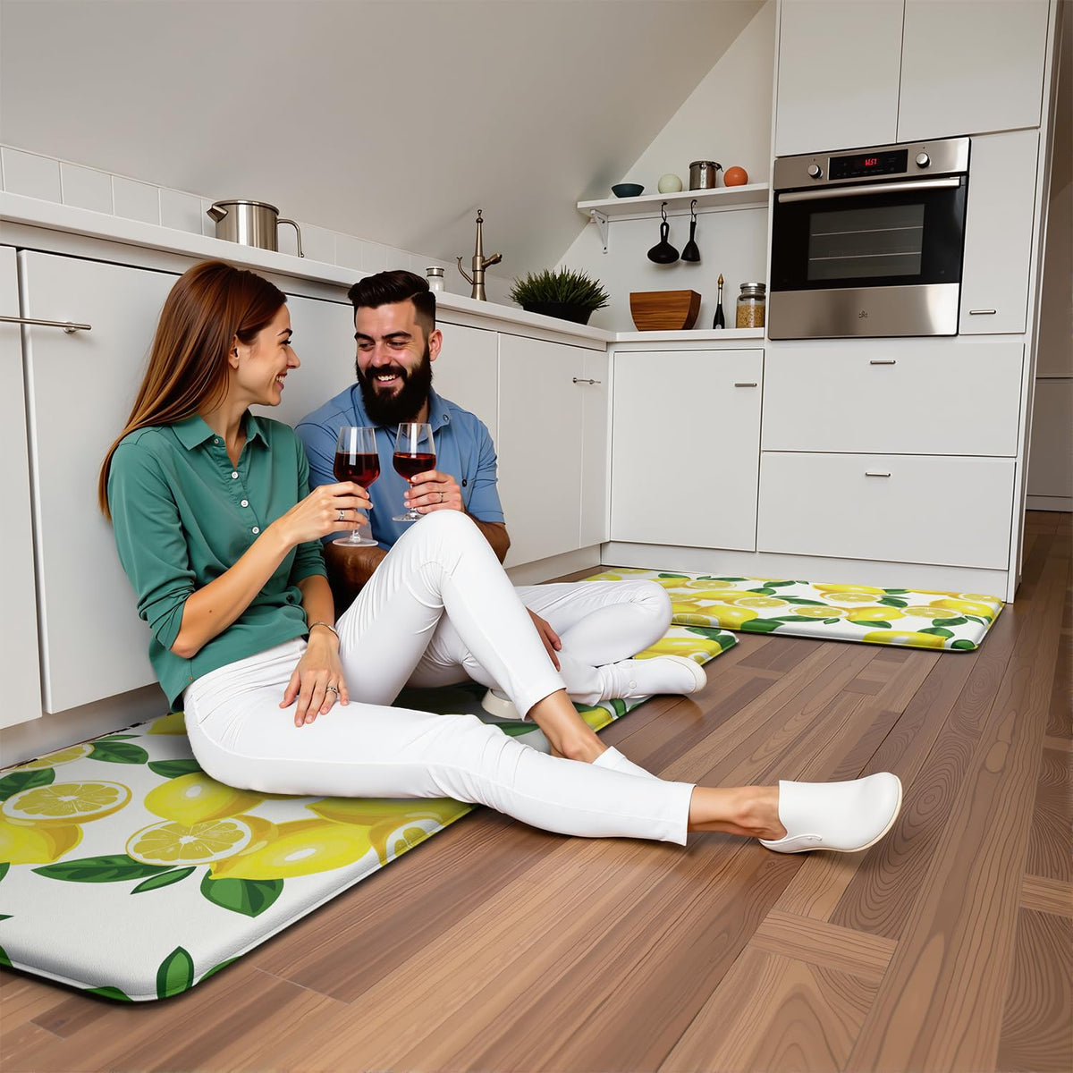 FYATHM Lemon Kitchen Mat washable-memory-foam stays soft after washing