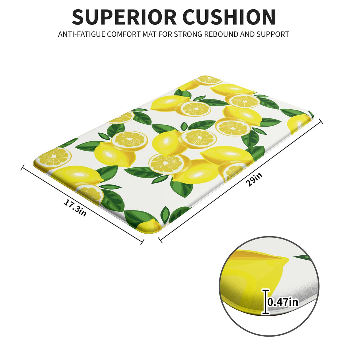FYATHM Lemon Kitchen Mat waterproof-top protects floors and cleans easily