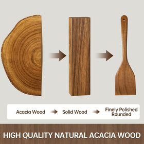 Fyctio acacia wooden spoons ergonomic handles provide comfortable grip during cooking.