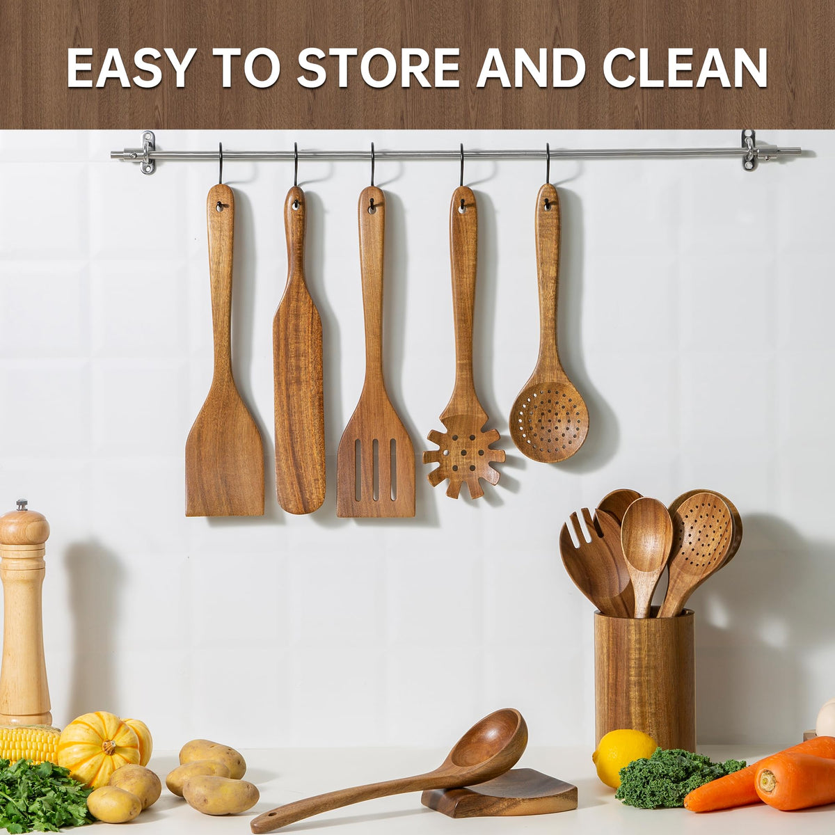 Fyctio acacia wooden spoons gift packaging makes a thoughtful housewarming gift.