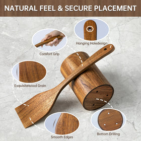Fyctio acacia wooden spoons heat-resistant up to 400°F for high-temperature cooking.