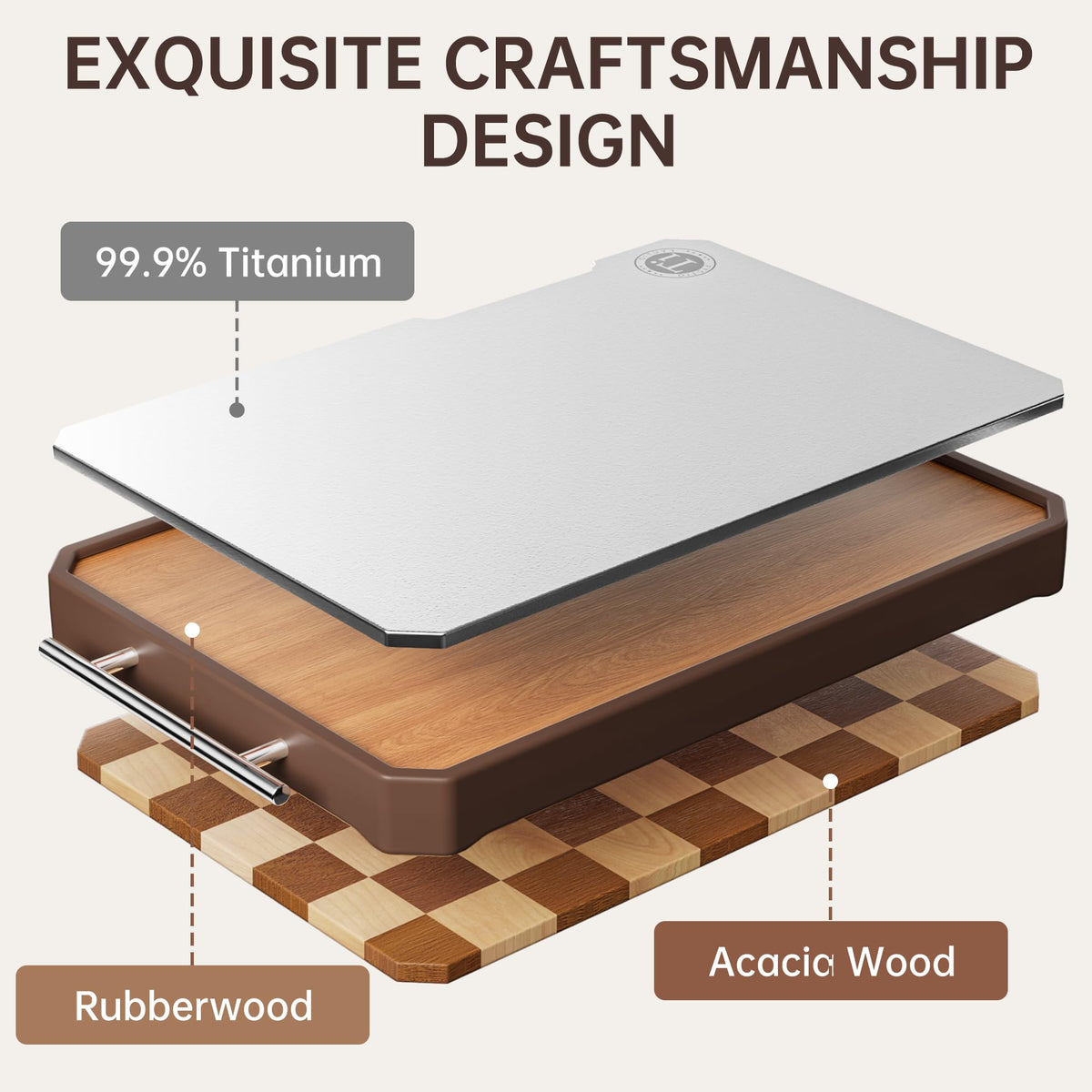 Fyctio acacia wood checkerboard side adds color and precision slicing