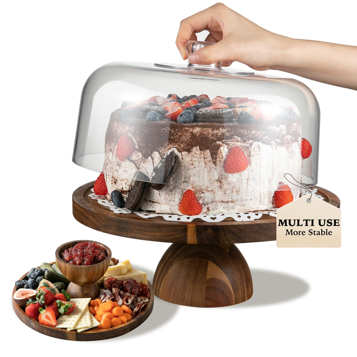 Fyctio 12-inch cake stand with lid for elegant display of cakes