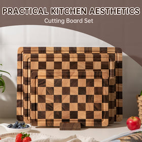 Fyctio checkered cutting board—handles shown for easy lifting.