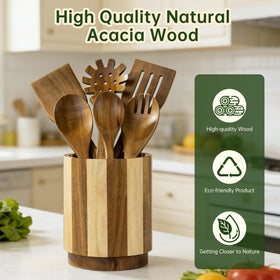 Fyctio durable, moisture-resistant acacia wood that's easy to wipe.