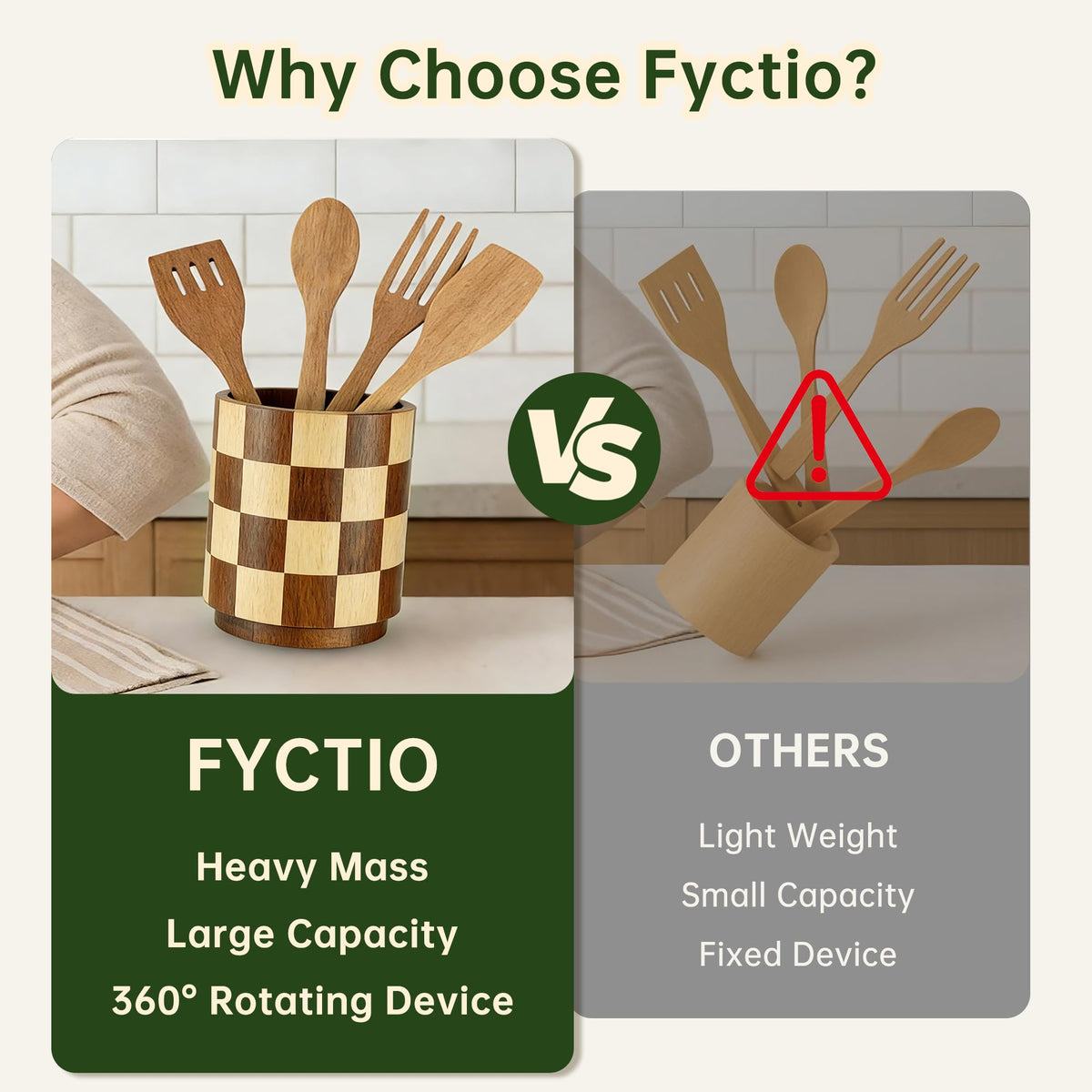 Fyctio durable acacia wood is easy to wipe clean after cooking sessions.