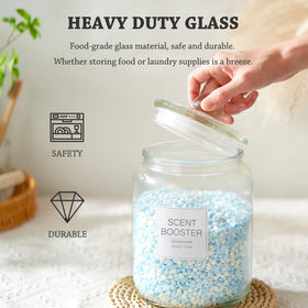 FyndraX clear glass jar enhances decor while keeping items tidy.