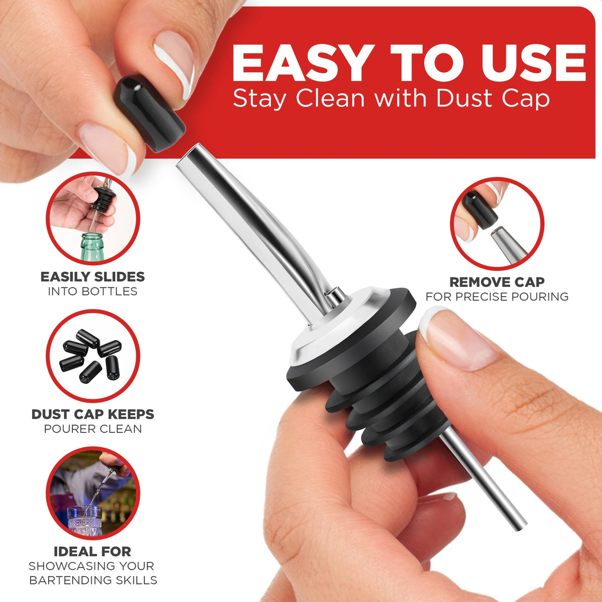 FYNECHEF pour spouts fit a wide range of bottles for home and bar setups