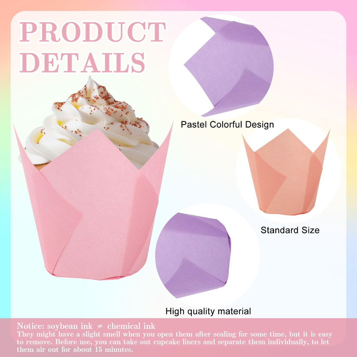 FYSUIMU purple pastel tulip liner for colorful desserts.