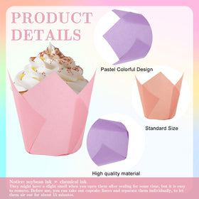 FYSUIMU purple pastel tulip liner for colorful desserts.