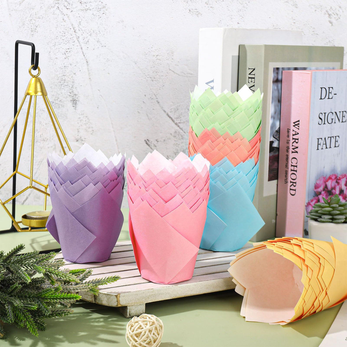 FYSUIMU yellow pastel tulip liner for bright servings.
