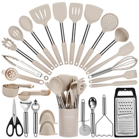 Fyvva 35-piece silicone cooking set for versatile prep on non-stick cookware