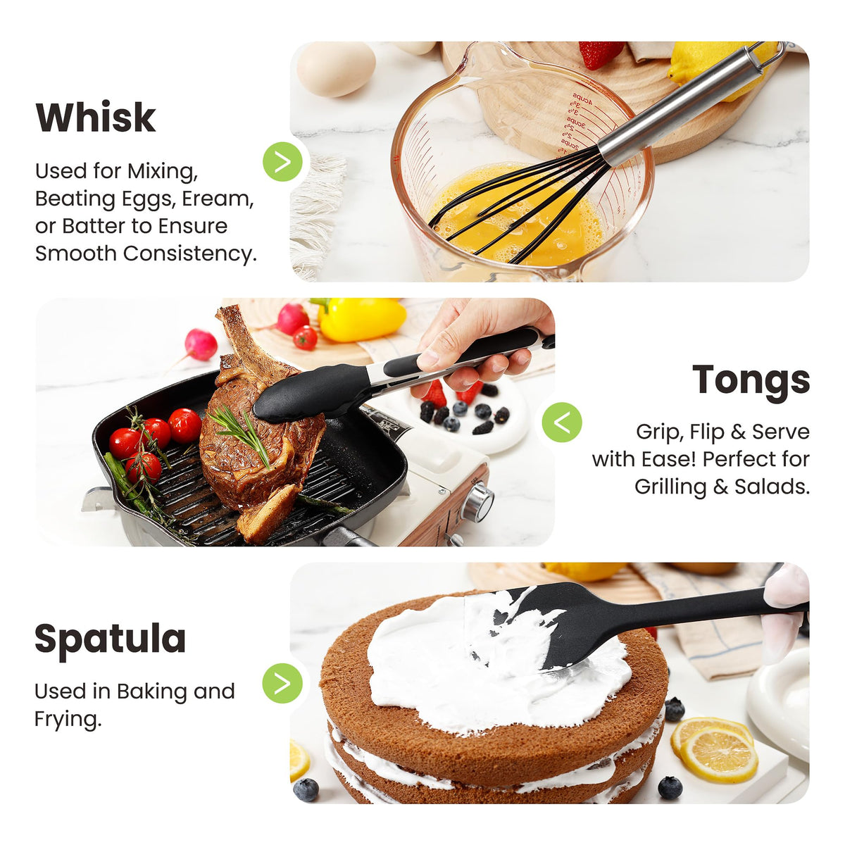 Fyvva heat-resistant silicone utensils resist melting up to 446°F.