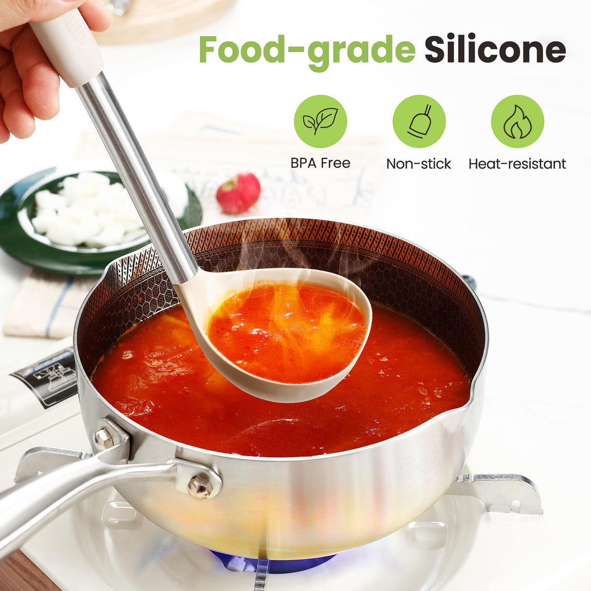 Fyvva heat-resistant spatula up to 446°F for safe high-heat cooking