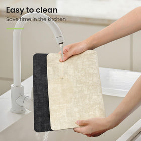 Fyvva placemats in neutral tones complement any kitchen decor.