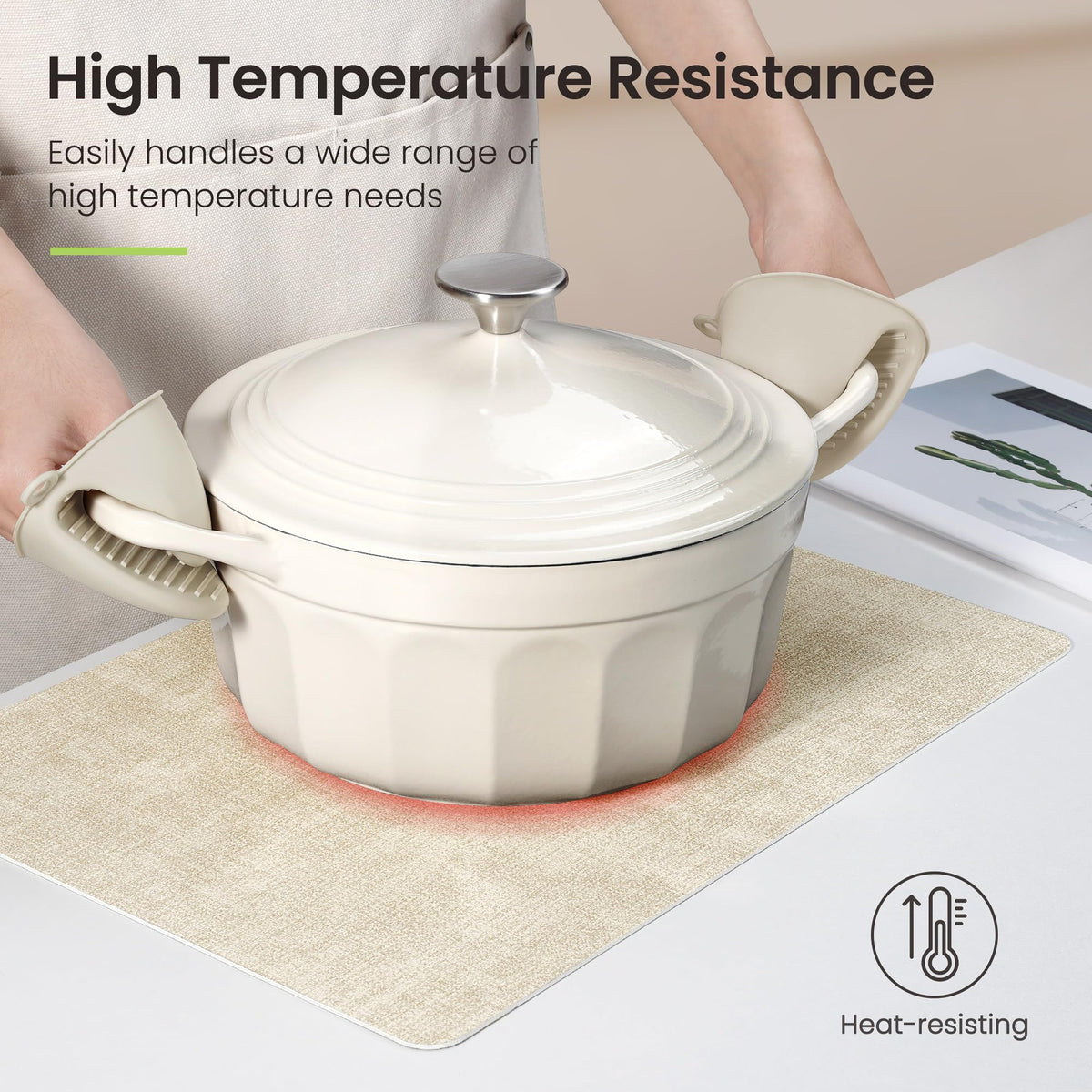 Fyvva placemats with non-slip textured surface to stabilize items.