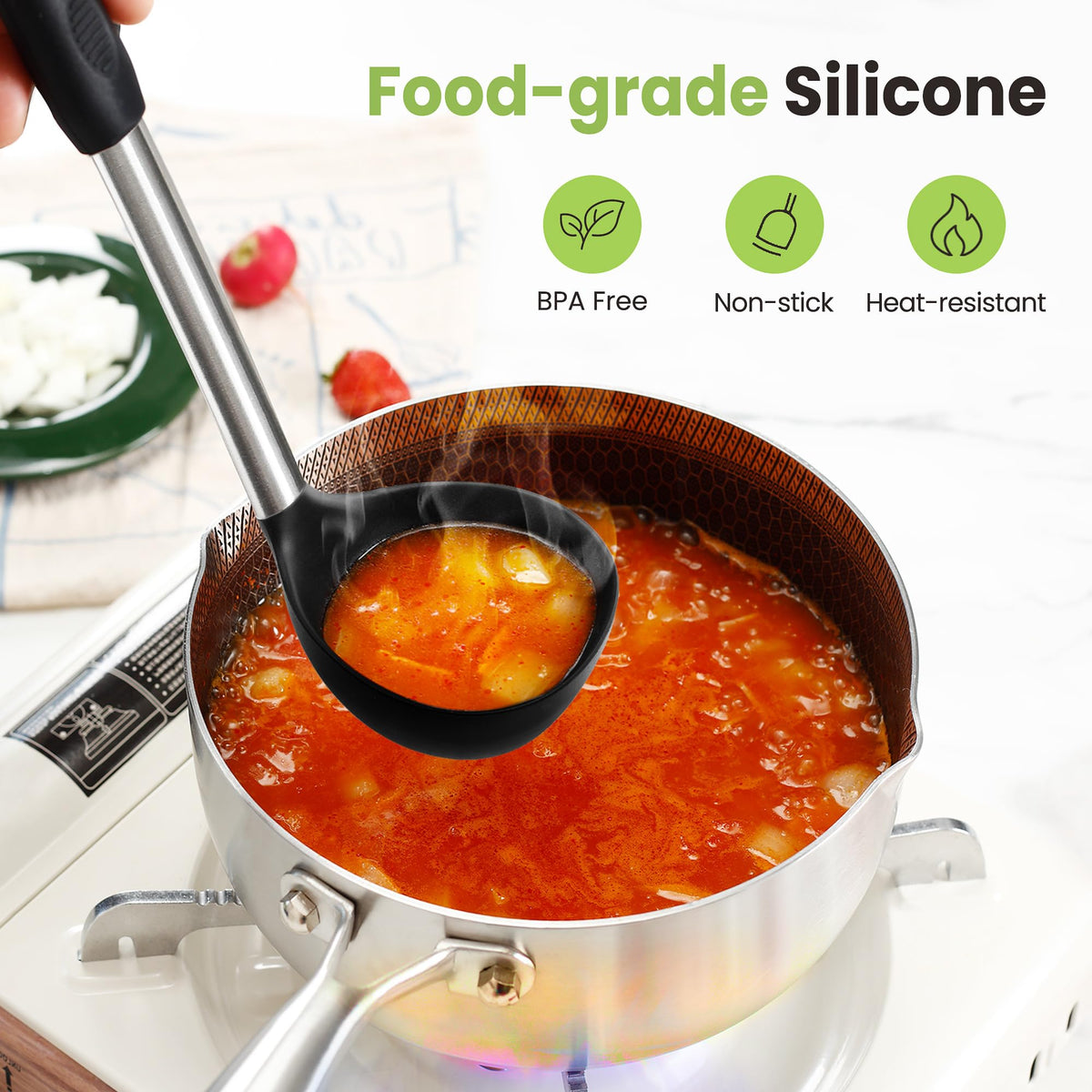 Fyvva stainless steel-handle spatula delivers a sturdy grip for high-heat cooking.