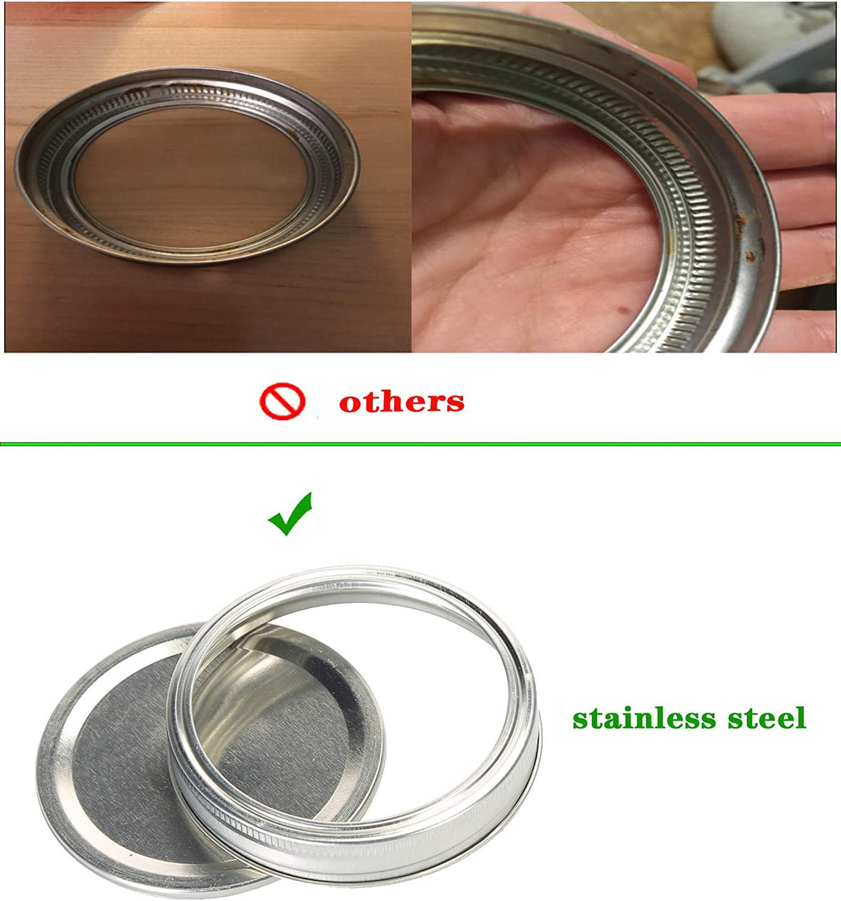 FZCWAHJK stainless steel lids and rings, durable reusable option for canning