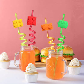 FZR Legend green Building Blocks straw is great for reusable party drinks