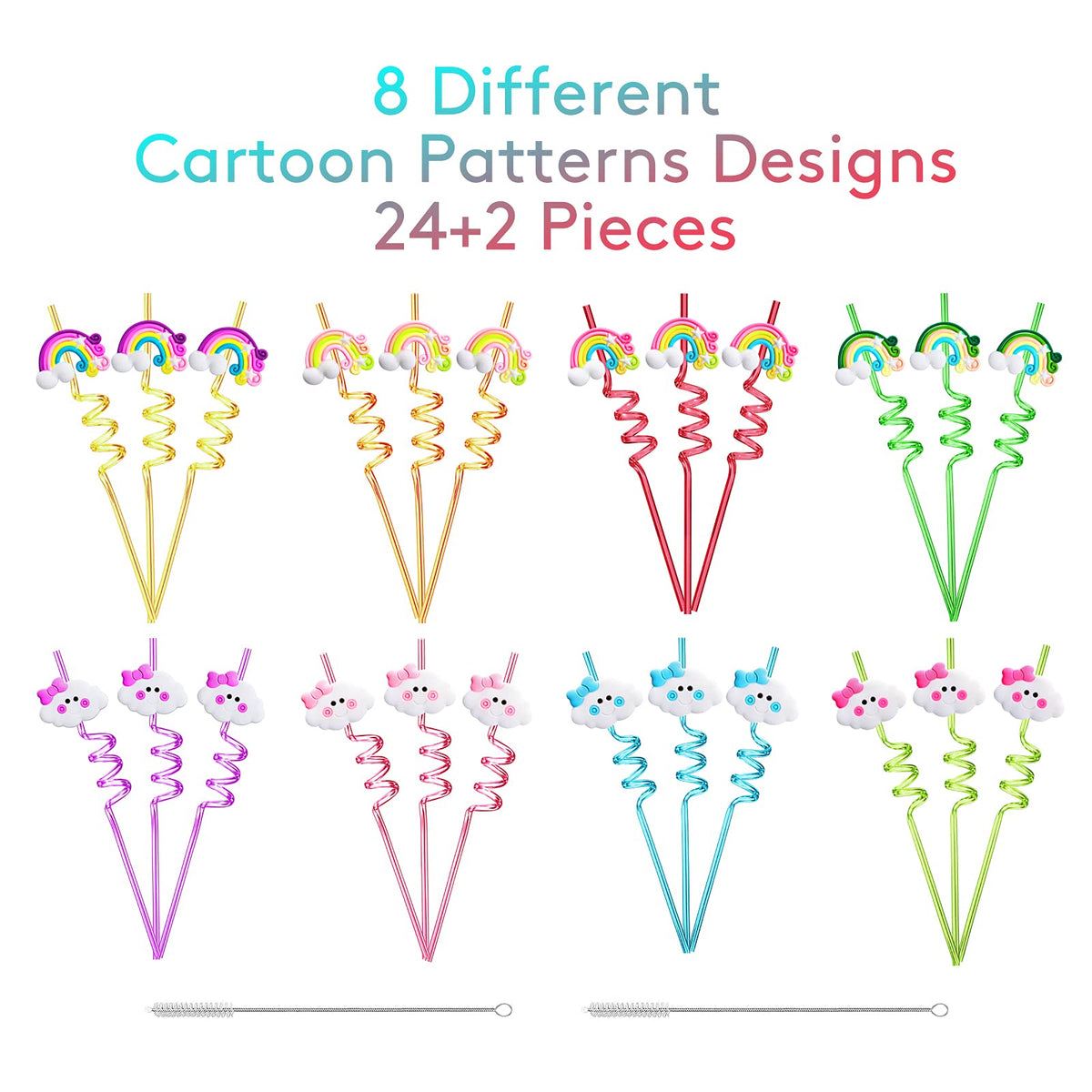 FZR Legend rainbow cloud straw style 6, bright colors for any party.
