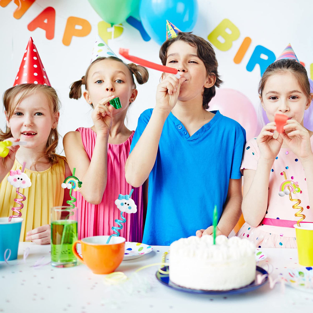 FZR Legend rainbow cloud straw style 7, ideal for reusable party supplies.