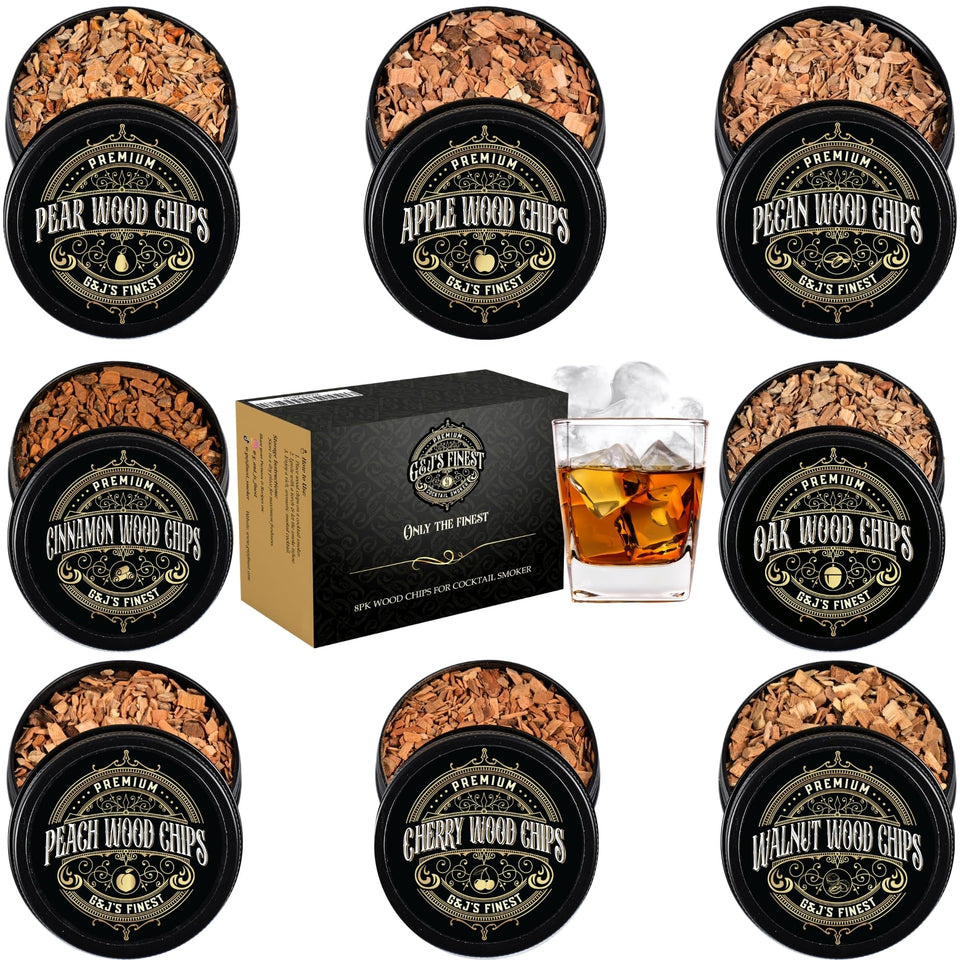 G & J's Finest pecan wood chips for smoky cocktails and bourbon.