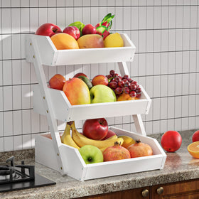 G.a HOMEFAVOR ample storage holds many apples, oranges, and veggies at a glance.