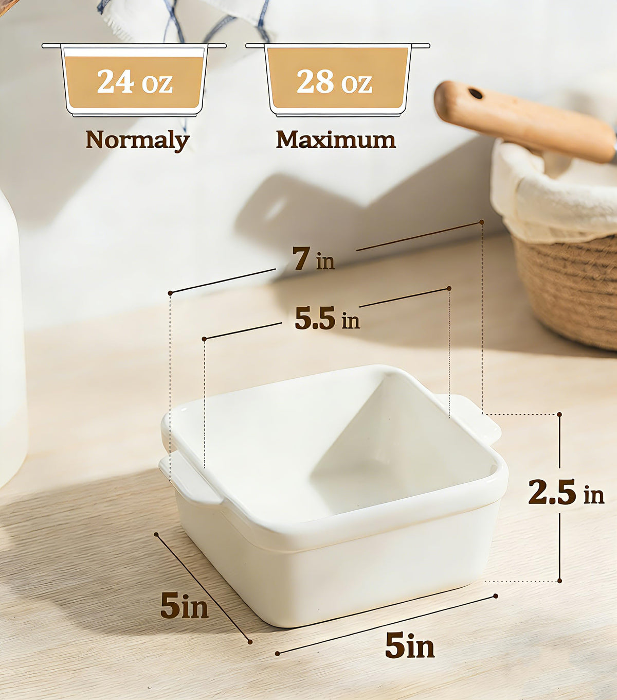 Gacoree ceramic baker with easy-grip handles for safe oven-to-table transfer.