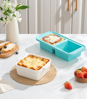 Gacoree durable ceramic offers even heating for casseroles and baked pastas.
