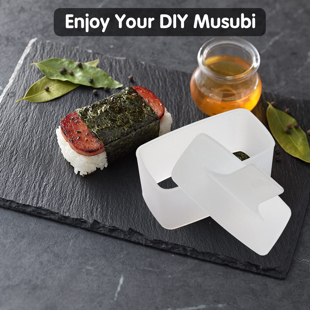 Gadget Beyond Spam Musubi mold ready in kitchen for crisp, uniform musubi