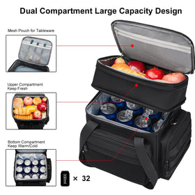 Gafetrey insulated lunch bag with dual compartments for hot and cold foods
