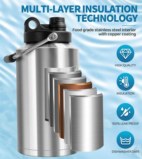 GAGANIU double-wall vacuum insulation keeps beverages cold for 48 hours.